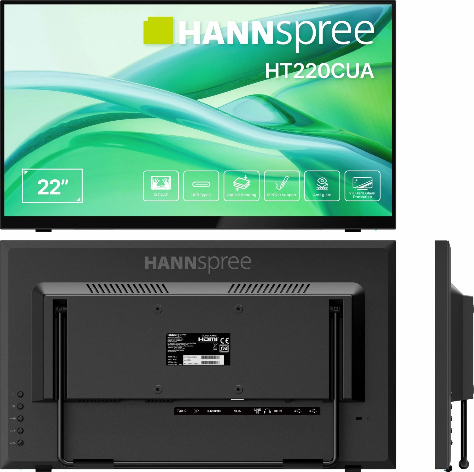 Monitor Hannspree HT220CUA 21.5 inç, Touchscreen, HDMI+DP, i zi