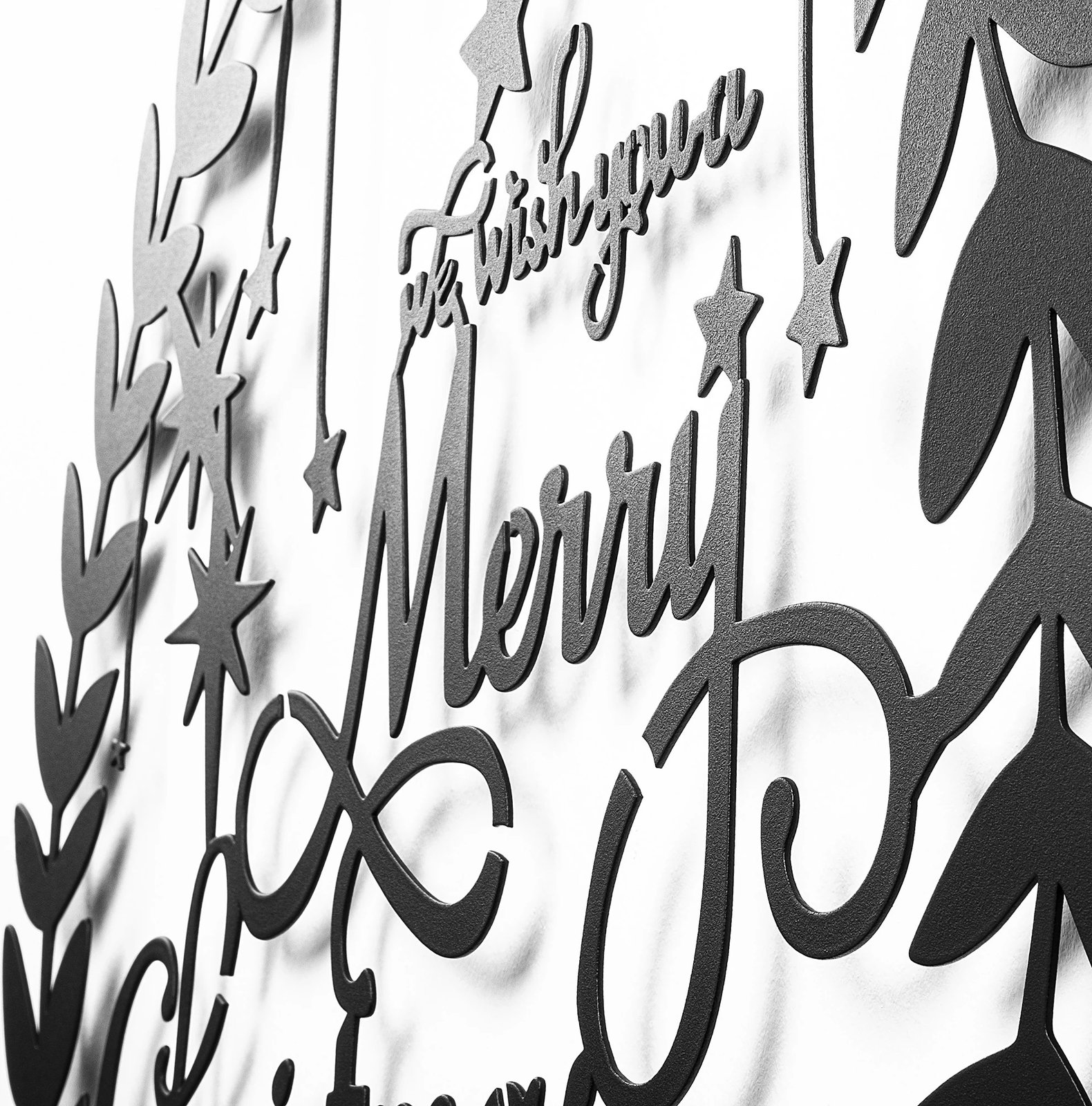 Aksesor dekorativ metalik për mur, Wallity, i zi, XMASBLACK - 010