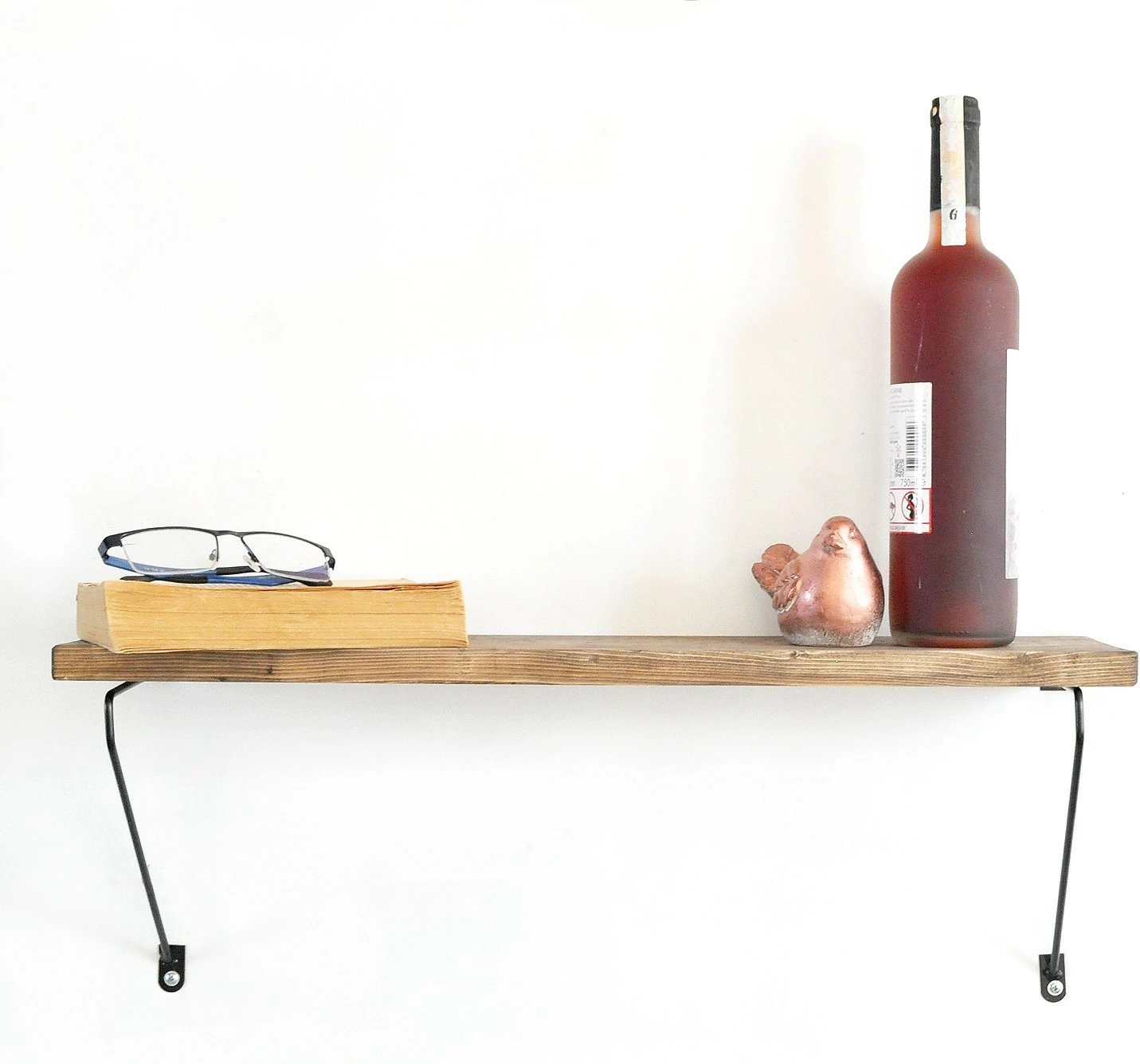 Raft dekorativ prej druri për mur, Hanah Home, Wr038, ngjyrë arre dhe e zezë