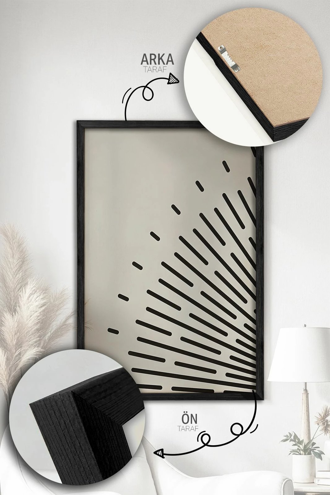 Set pikturash dekorative me kornizë (3 copë), Wallity, Artvmodel39-Sıyah