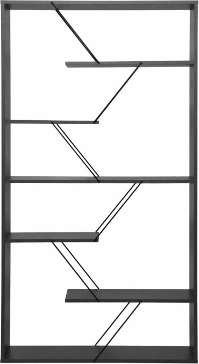 Raft librash Tars, ngjyrë gri e errët/zi, 84x24x157cm