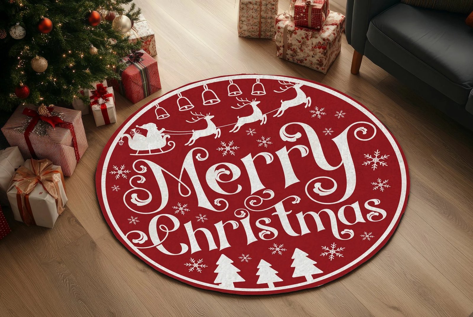 Qilim Krishtlindjesh, shumëngjyrësh, 80x80cm, Crp-Yrlk26-5