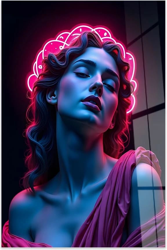 Pikturë dekorative prej xhami të temperuar, shumëngjyrëshe, Hhlneon0012, 70x100cm