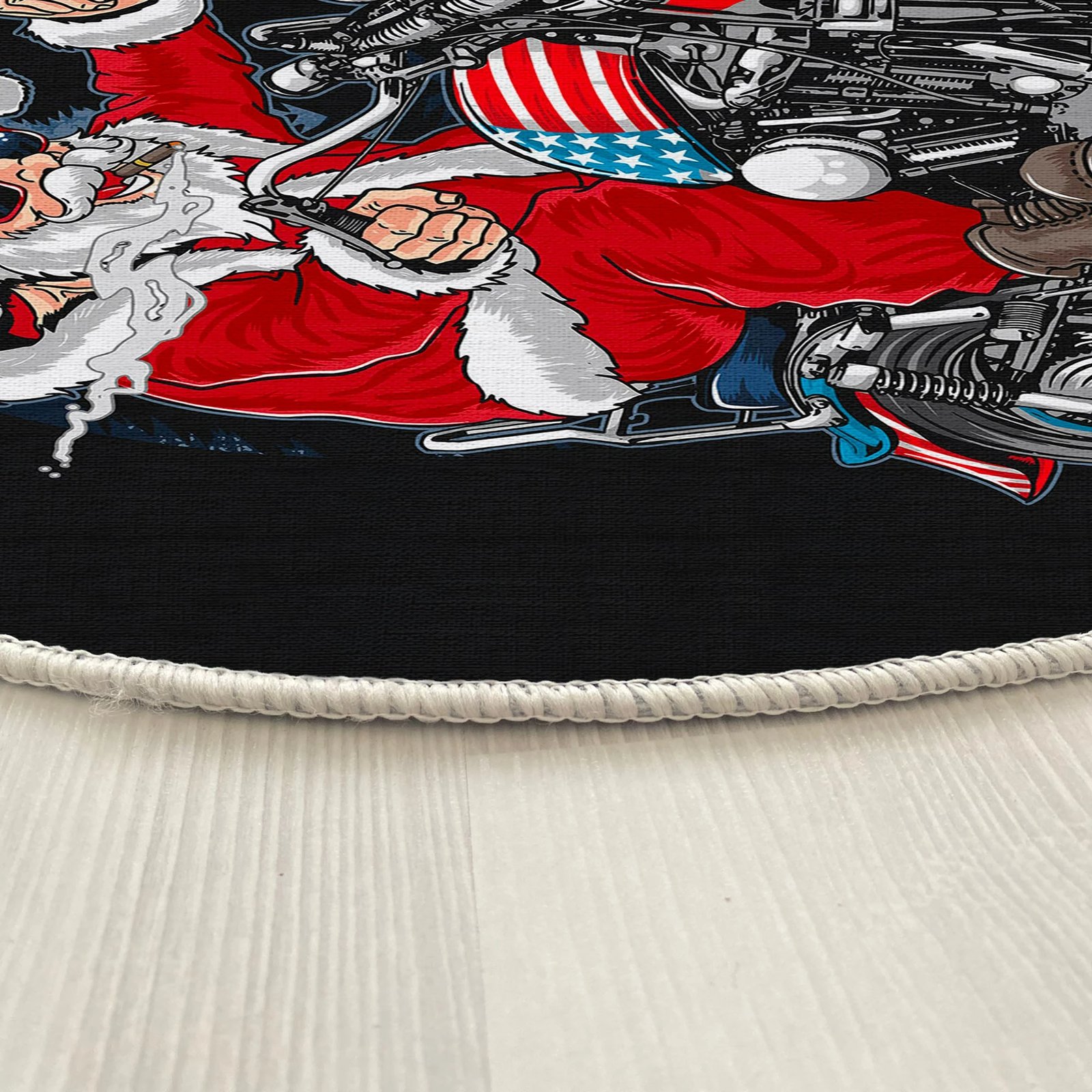 Qilim rrumbullak, shumëngjyrësh, dizajn Krishtlindjesh, 130cm, Conceptum Hypnose, Woopamuk456