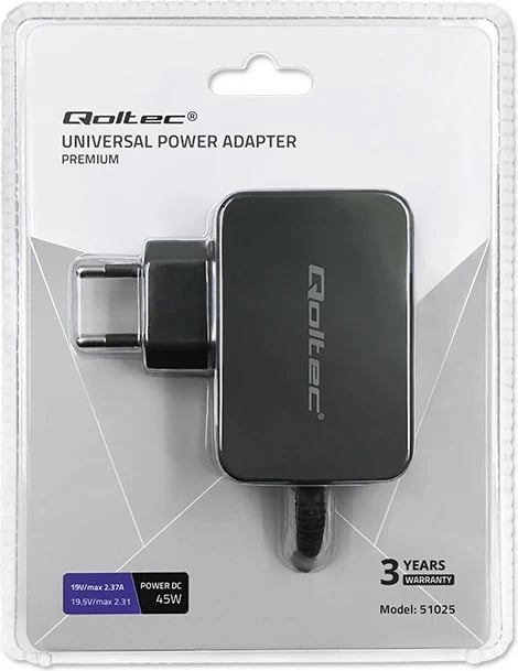 Adapter energjie Qoltec 51025 për brenda, i zi