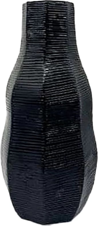 Vazo Gallina, polirezine, ngjyrë e zezë matte, 15x15x32 cm