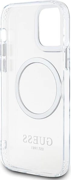 Mbështjellës Guess Metal Outline Magsafe për iPhone 12 / iPhone 12 Pro, argjend