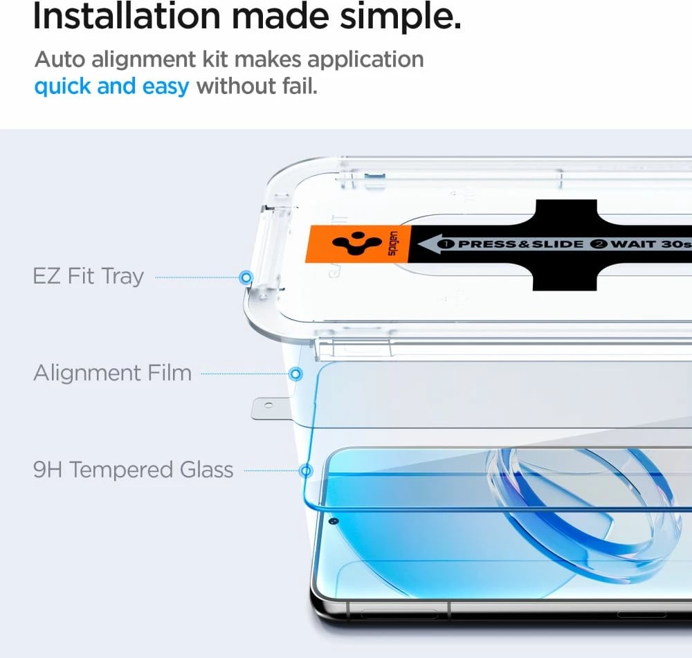 Xham i temperuar Spigen Glas.tR EZ Fit për Samsung Galaxy S23, 2 copë