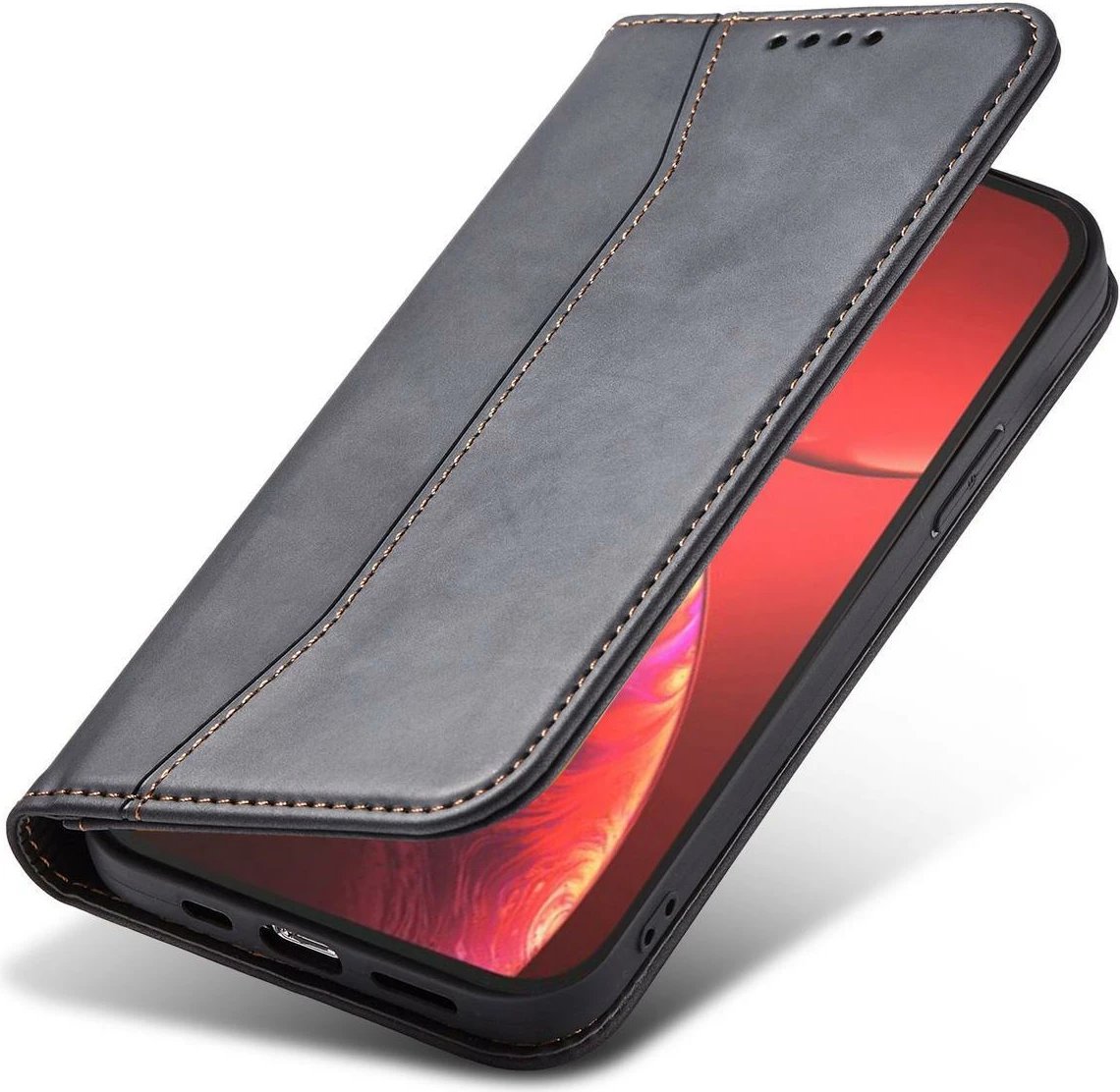 Mbështjellës Hurtel Magnet Fancy Case për iPhone 14 Pro, me kapak, xhepa për kartela dhe qëndrim, e zezë