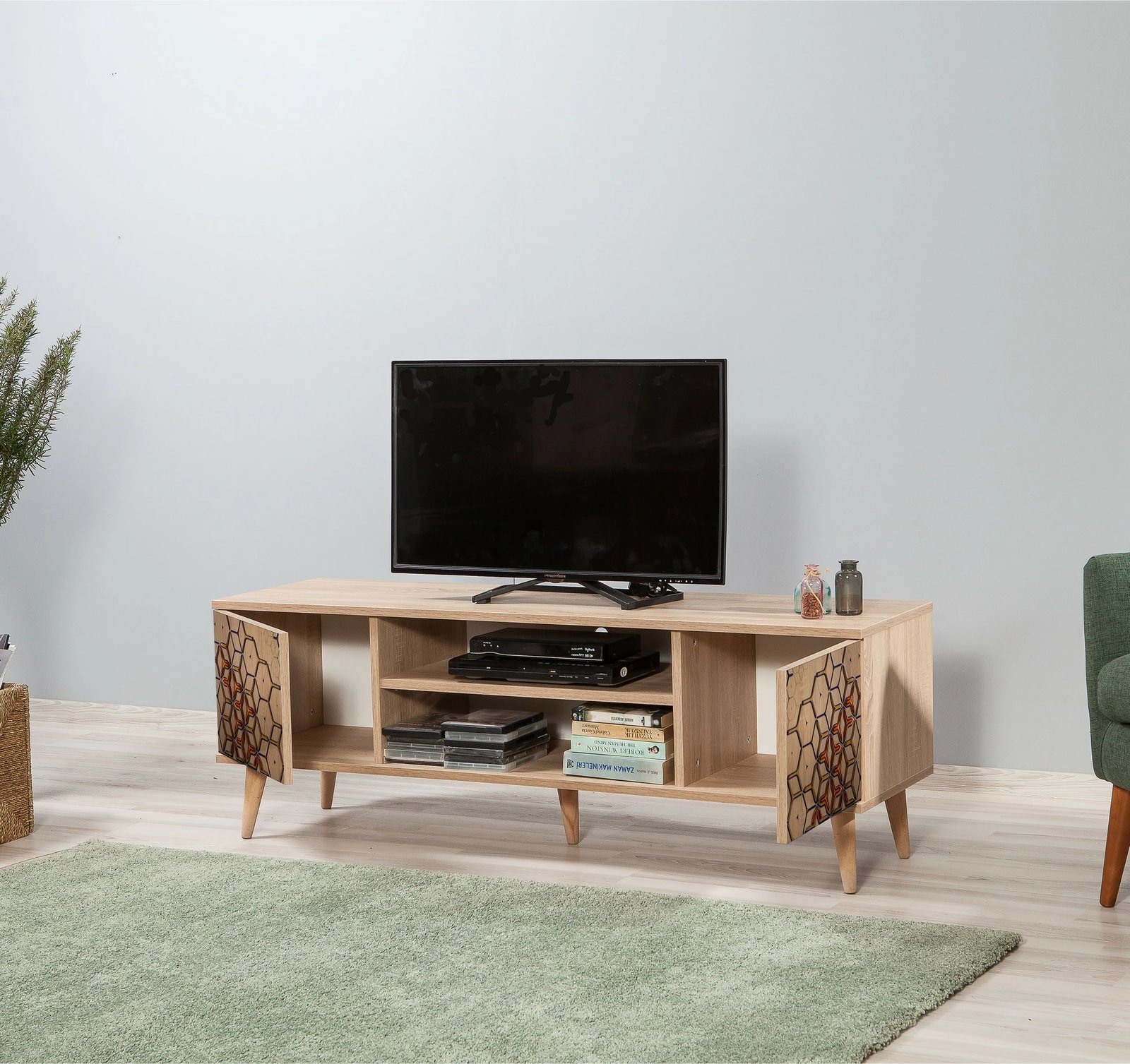 Komodë TV Hanah Home, Truva-720, ngjyrë lisi sonoma