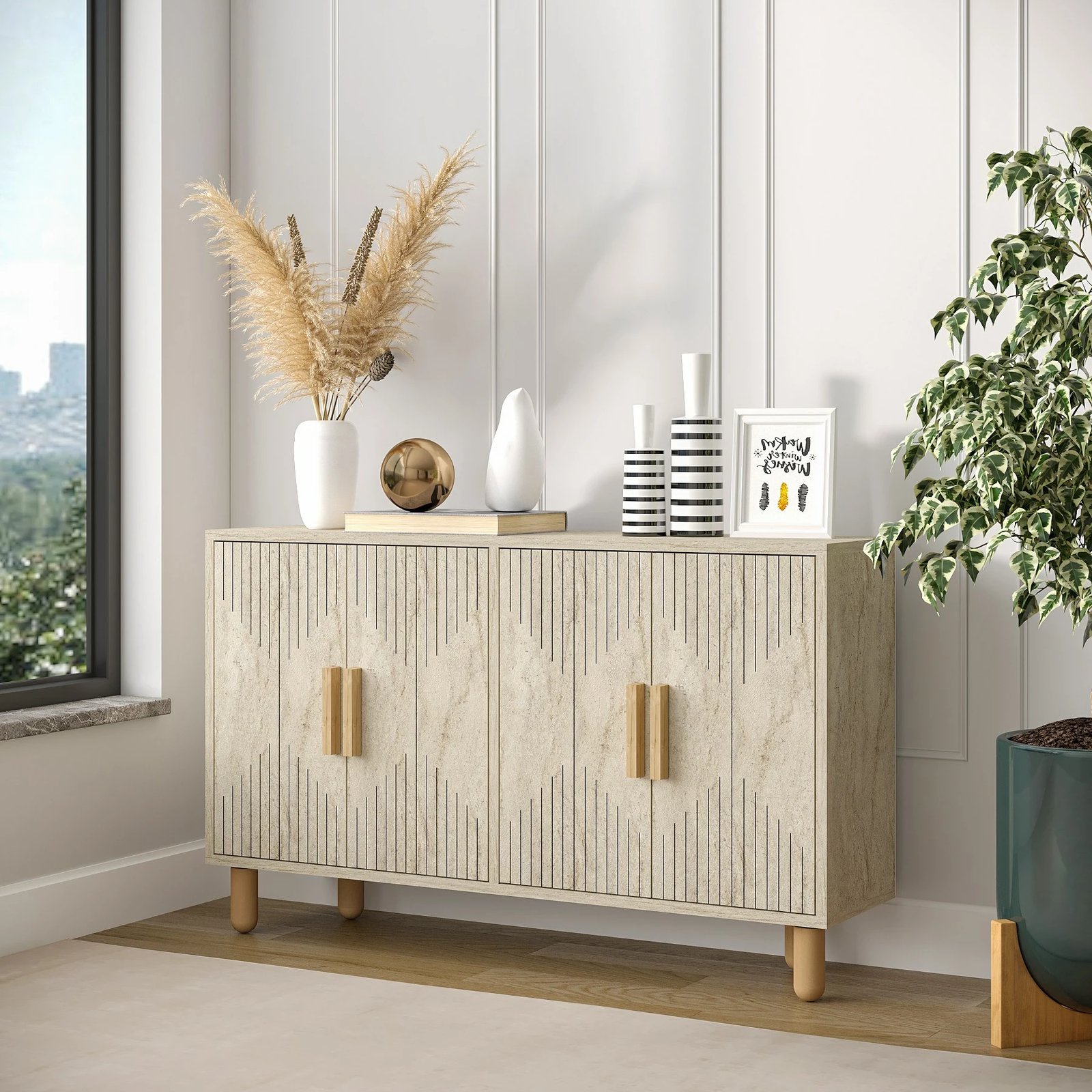 Konsol Skye Decor, ngjyrë travertin, Roger