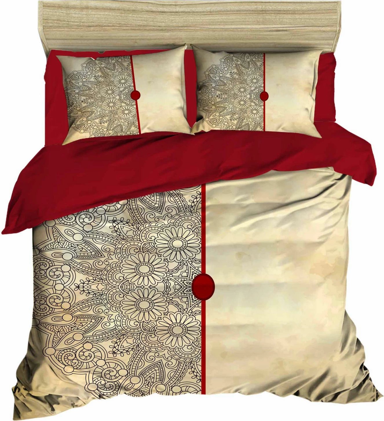 Set mbulesë për dyshek dopio, L'essentiel, 465, e kuqe/bezhë/gri Set mbulesë për dyshek dopio, L'essentiel, 465, e kuqe/bezhë/gri