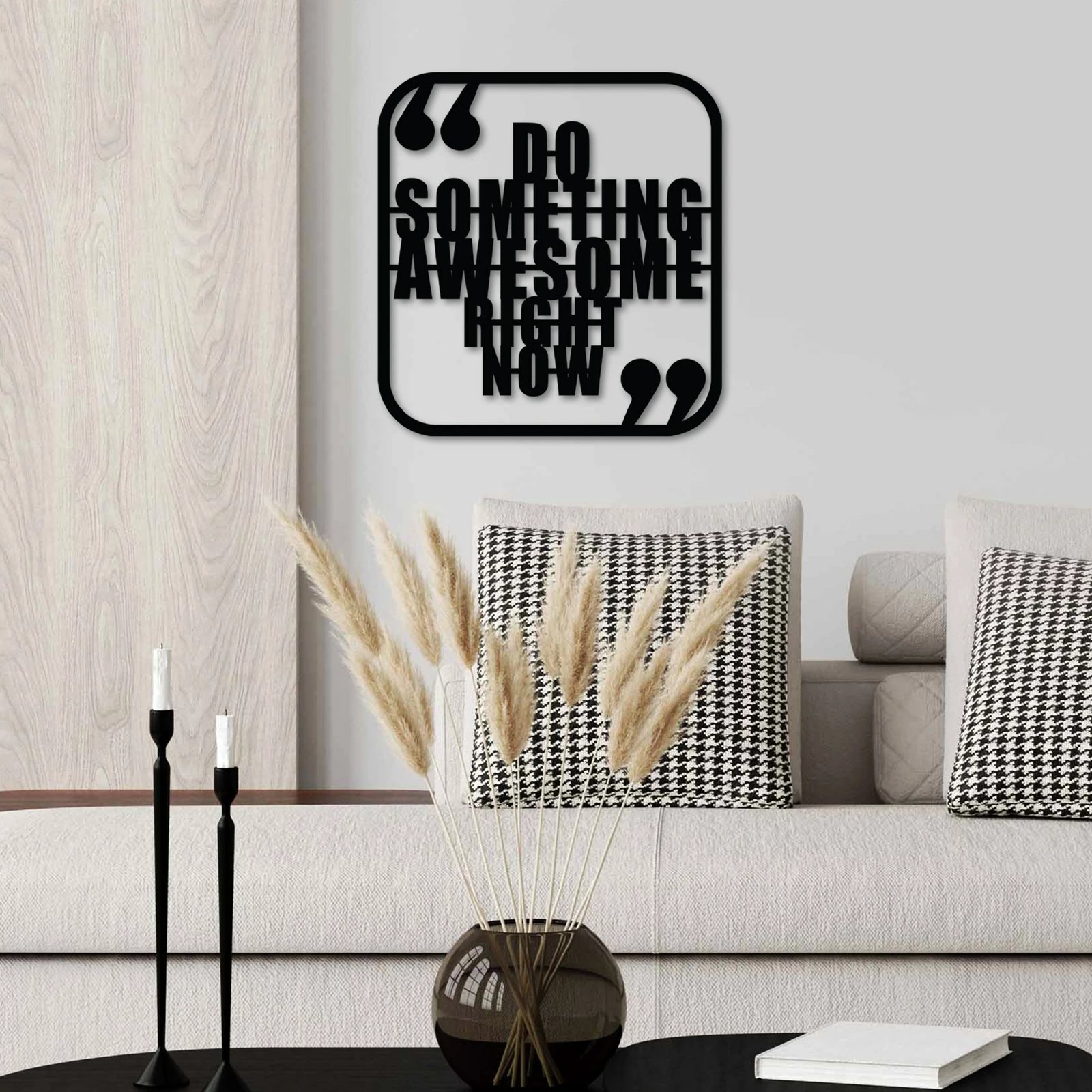 Aksesor dekorativ metalik për mur Wallity, Awesome Right, ngjyrë e zezë, 50x50cm