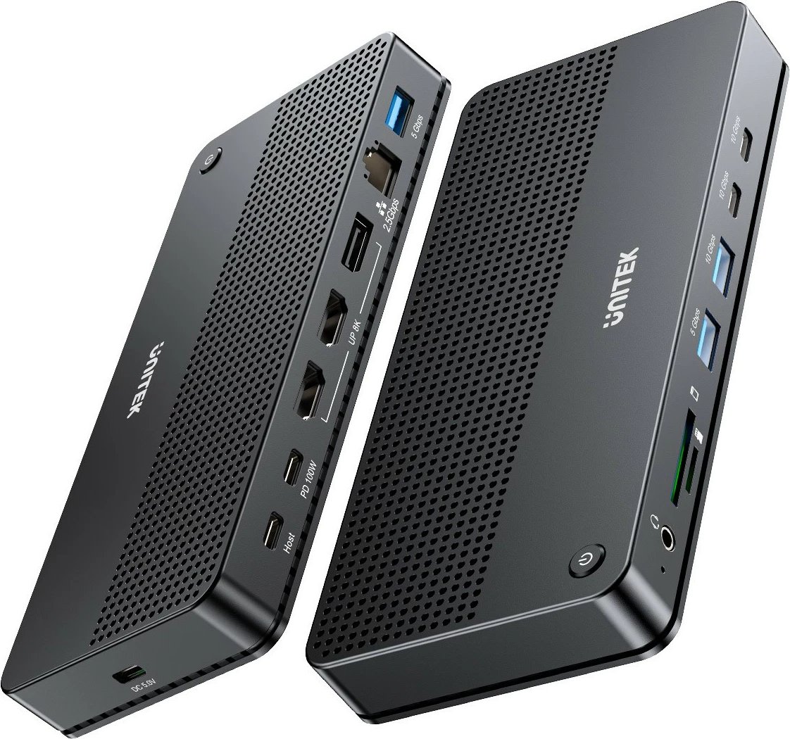 Kasë Unitek D1104A01, 13-në-1, USB-C Docking Station, HDMI 2.1, DP 2.0, RJ45, 10Gbps, Gri