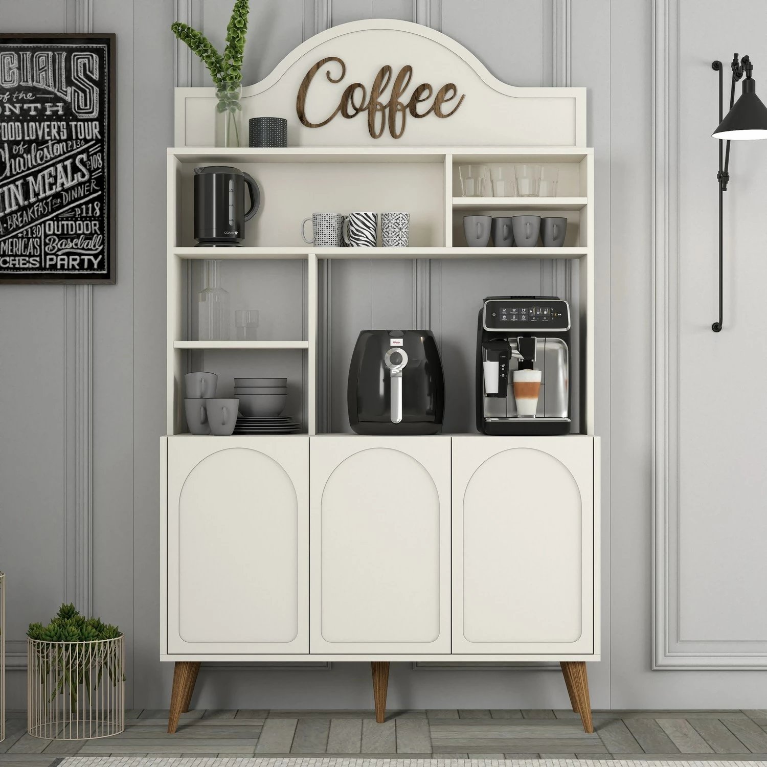 Dollap për kafe, ngjyrë krem dhe arre, Skye Decor Lyon 120