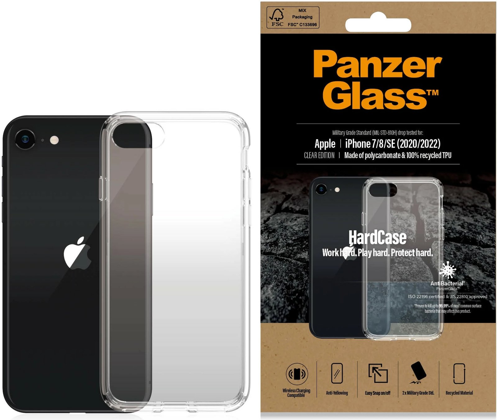 Mbështjellës PanzerGlass për iPhone SE (2020/2022), transparent