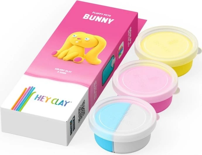 Masë modeluese Hey Clay, Tm Toys, HCL30115CEE, 4 ngjyra, Bunny