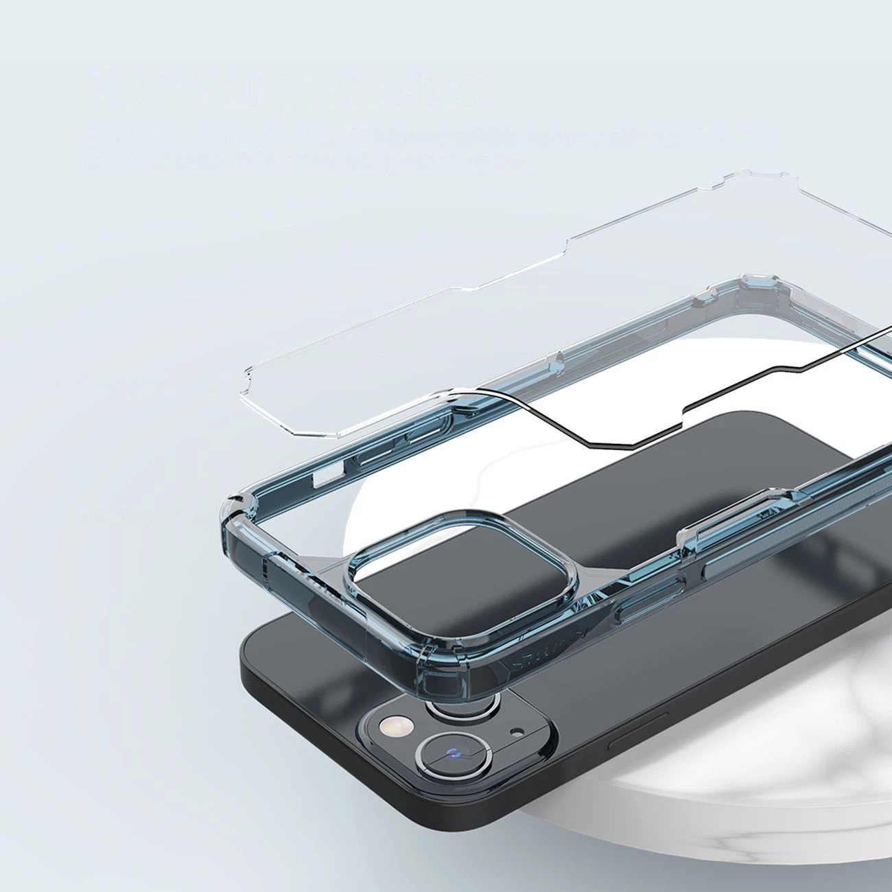 Mbështjellës Nillkin Nature Pro për iPhone 14 Plus, i blinduar, Kaltër/Transparent