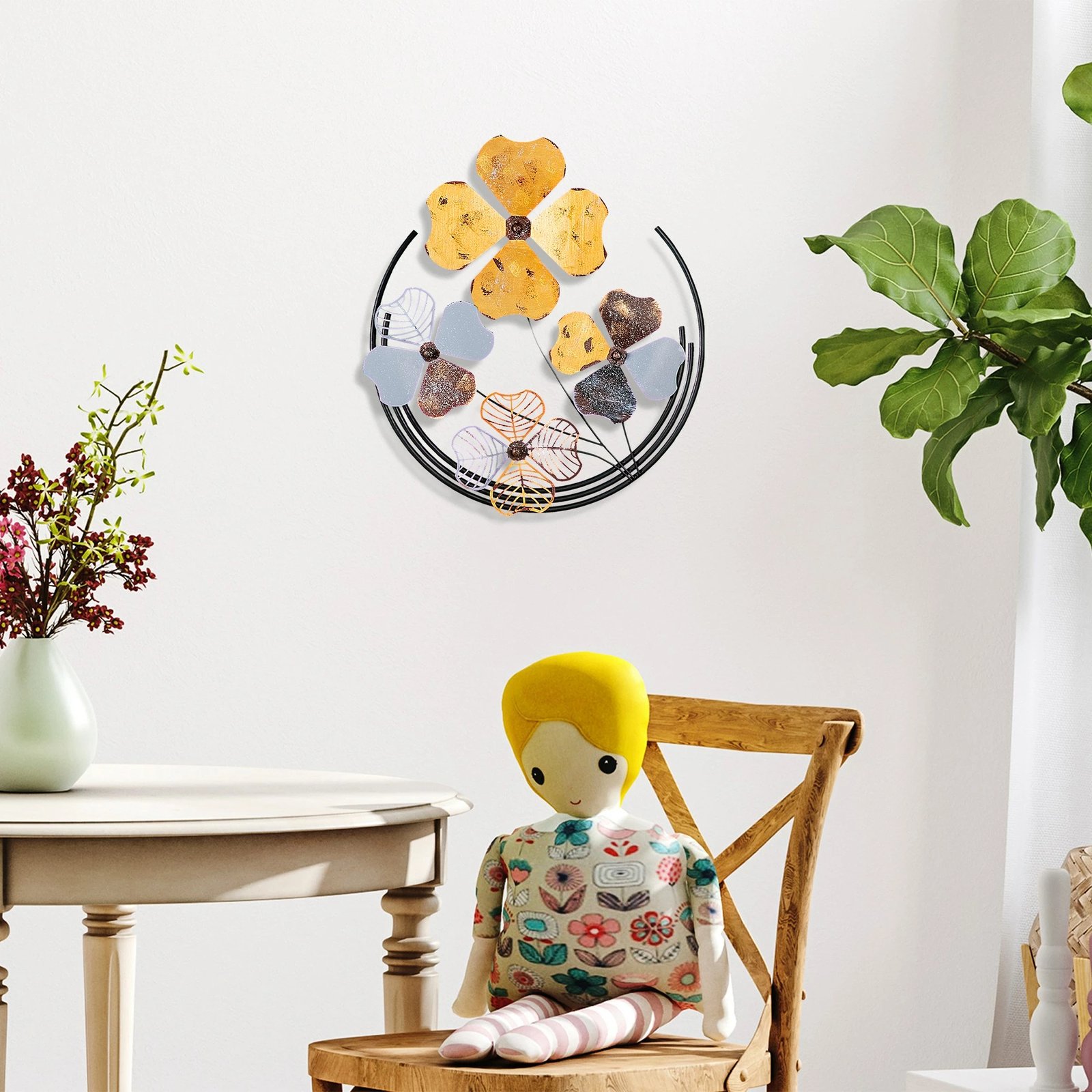 Aksesor dekorativ metalik për mur, Wallity Shihezi 2, shumëngjyrësh, 50x50x4cm