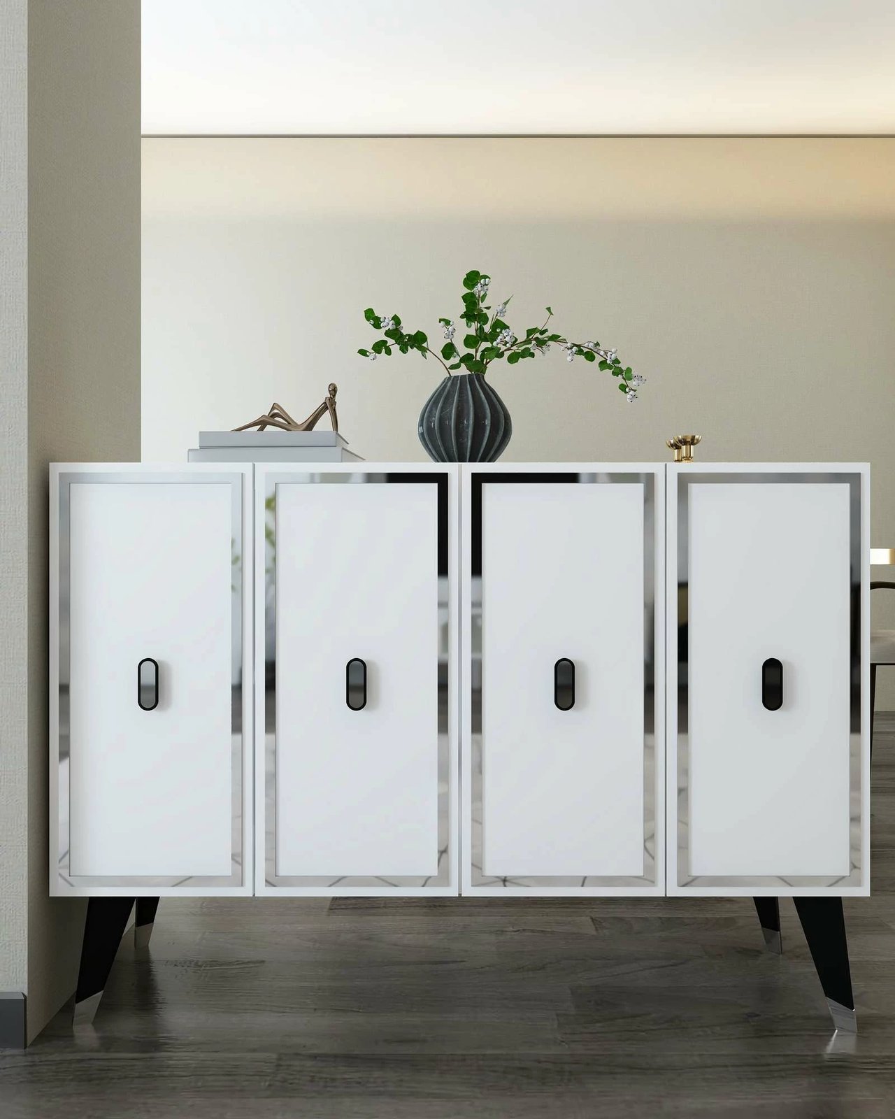 Konsol Skye Decor, 8173KM-32, e bardhë, e zezë, argjend