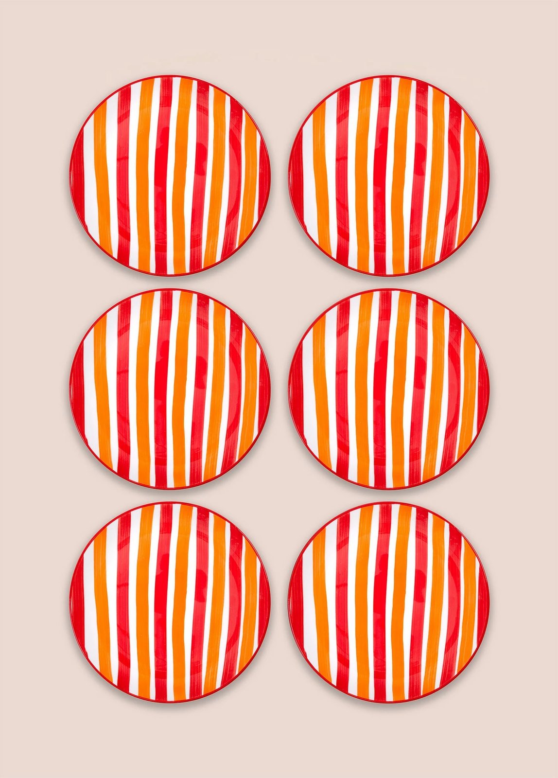 Set pjatash ëmbëlsirash qeramike (6 copë), Hermia, JOY0001, portokalli