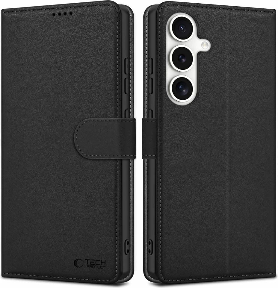 Mbështjellës Tech-Protect Wallet për Samsung Galaxy S25, eko-lëkurë, i zi