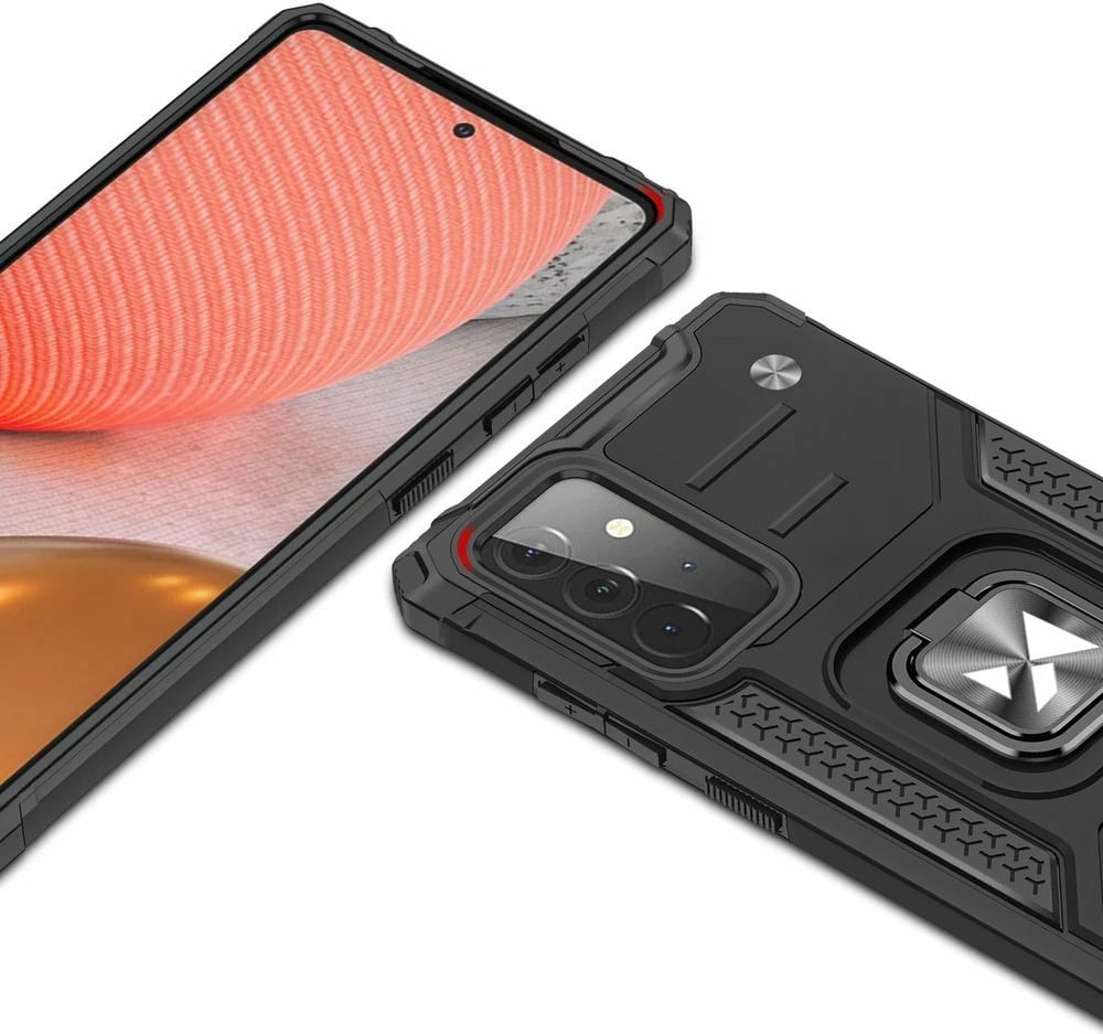 Mbështjellës Wozinsky Ring Armor me këmbë dhe ring holder për Samsung Galaxy A72, Kuq