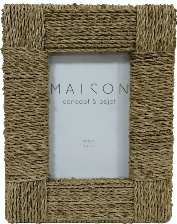 Kornizë foto ZIBU, 23x18x3cm, kashtë deti, xham, ngjyrë natyrale