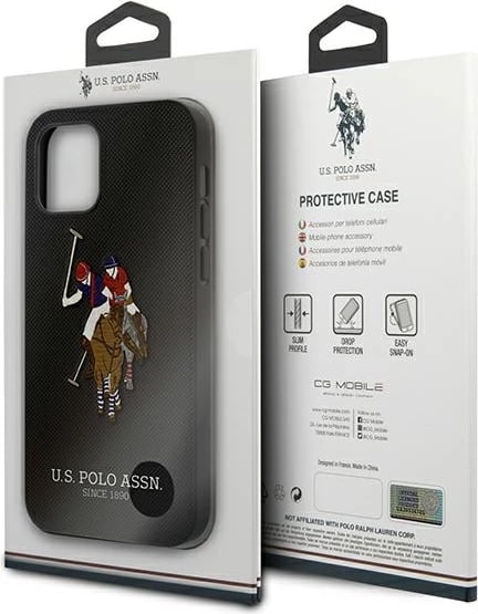 Mbështjellës U.S. Polo Assn. USHCP12LPUGFLBK për iPhone 12 Pro Max, Polo Embroidery, i zi