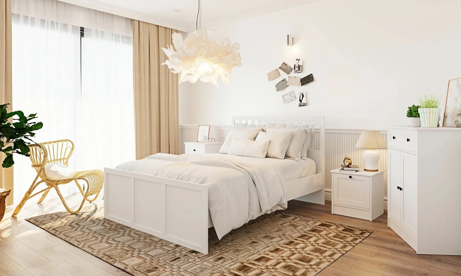 Krevat dopio, ngjyrë e bardhë matte, Skye Decor, RB-168-04-004