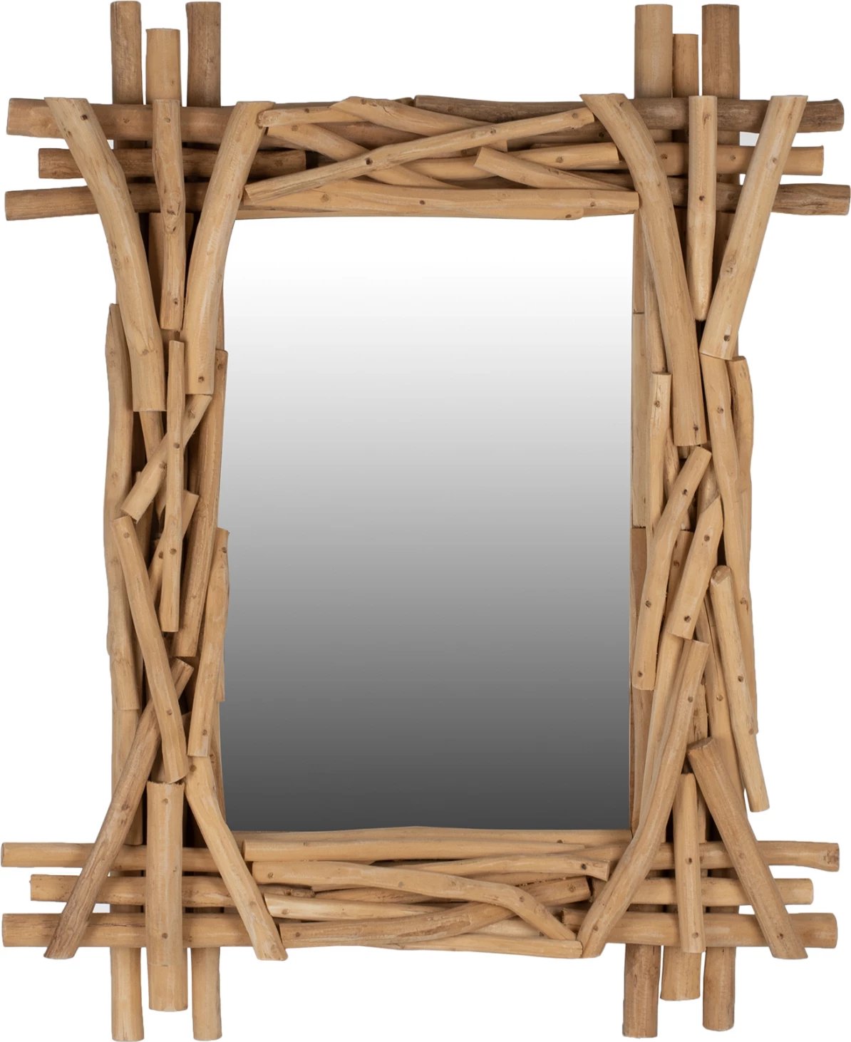 Pasqyrë dekorative, degë teak natyrale, FH1, 100x80 cm