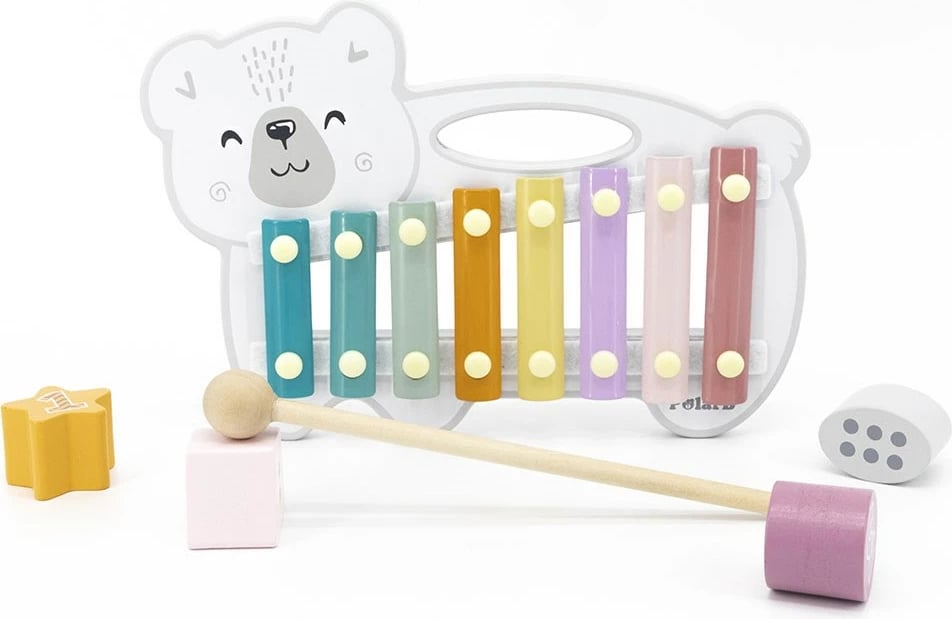 Ksilofon druri, Viga, Polar Bear, me pllaka metalike, 18m+, shumëngjyrësh