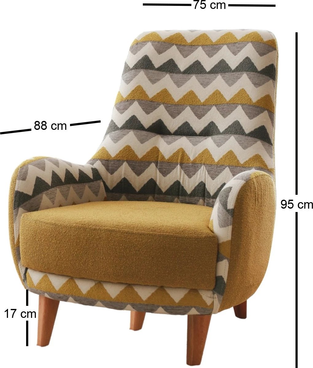 Karrige Wing Atelier del Sofa, model Zikzak, ngjyrë e verdhë