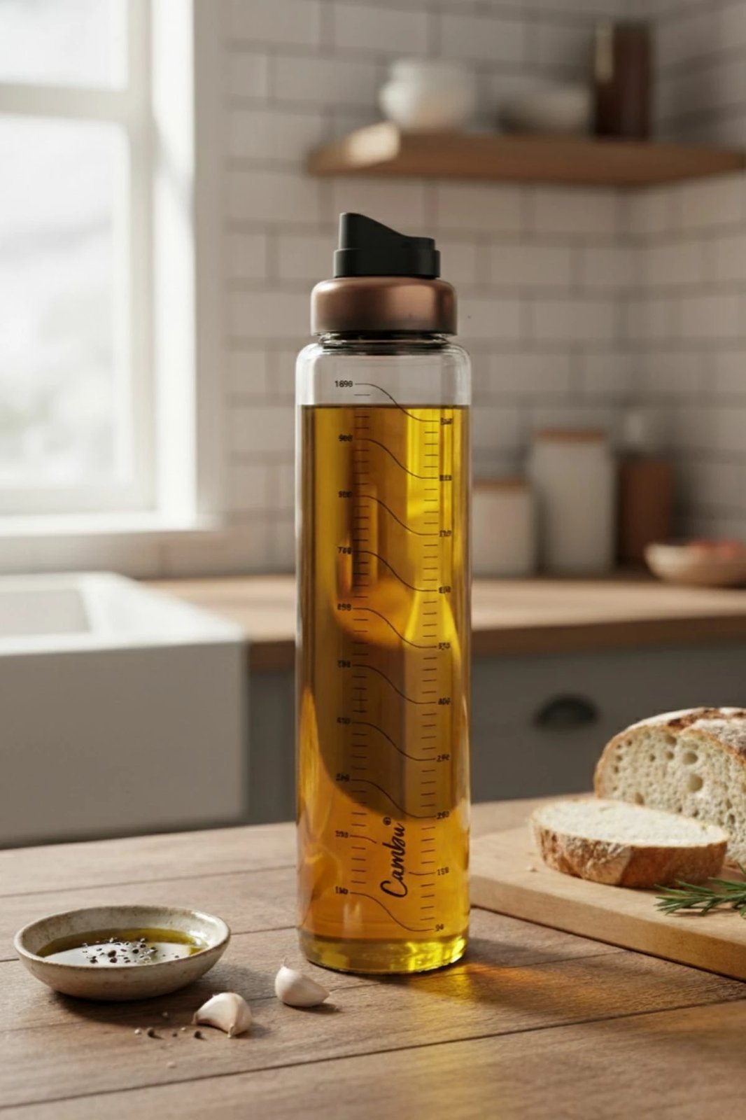 Shishe për vaj, qelq, ngjyrë kafe, Hermia Concept, CMB1042, 8x8x26cm, 1000ml