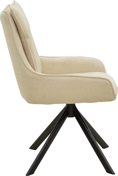 Karrige rrotulluese Konelian, material stof bezhë, këmbë metalike të zeza, 54x63x88cm (2 copë)