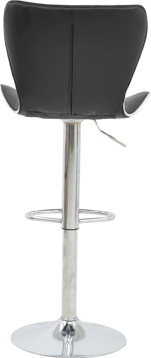 Karrige për bar Jorine, lartësi e rregullueshme, lëkurë artificiale e zezë, bazë kromi, 53x44x114cm, set prej 2 copësh