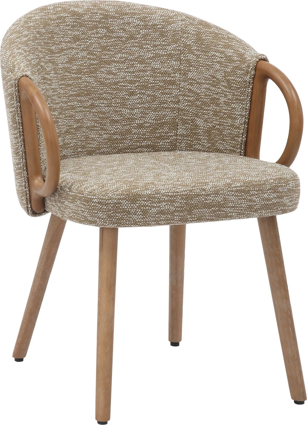 Karrige për ngrënie RIG FH9979.01, këmbë druri ahu, ngjyrë e bardhë e larë-bezhë, 59x58.5x72.5 cm