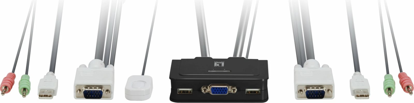 Switch LevelOne KVM-0223, 2-Port USB VGA, mbështetje audio, 2048 x 1536 pixels, e zezë