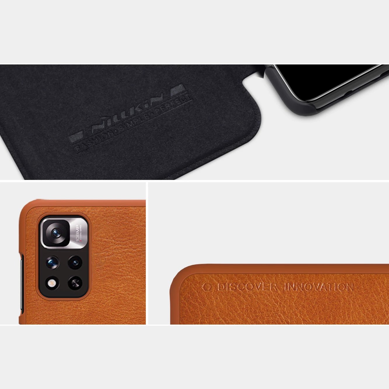 Mbështjellës Nillkin Qin Case për Xiaomi Redmi Note 11 Pro+, Redmi Note 11 Pro, Mi 11i HyperCharge, e zezë