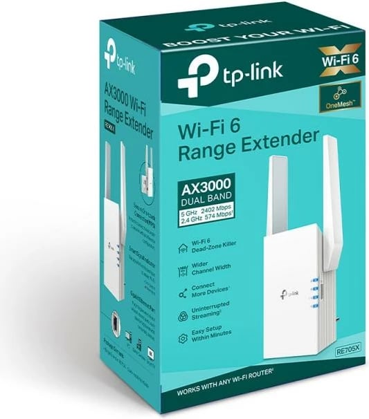 Zgjërues Wi‑Fi, TP-Link, RE705X, port 2.5Gbps, i bardhë