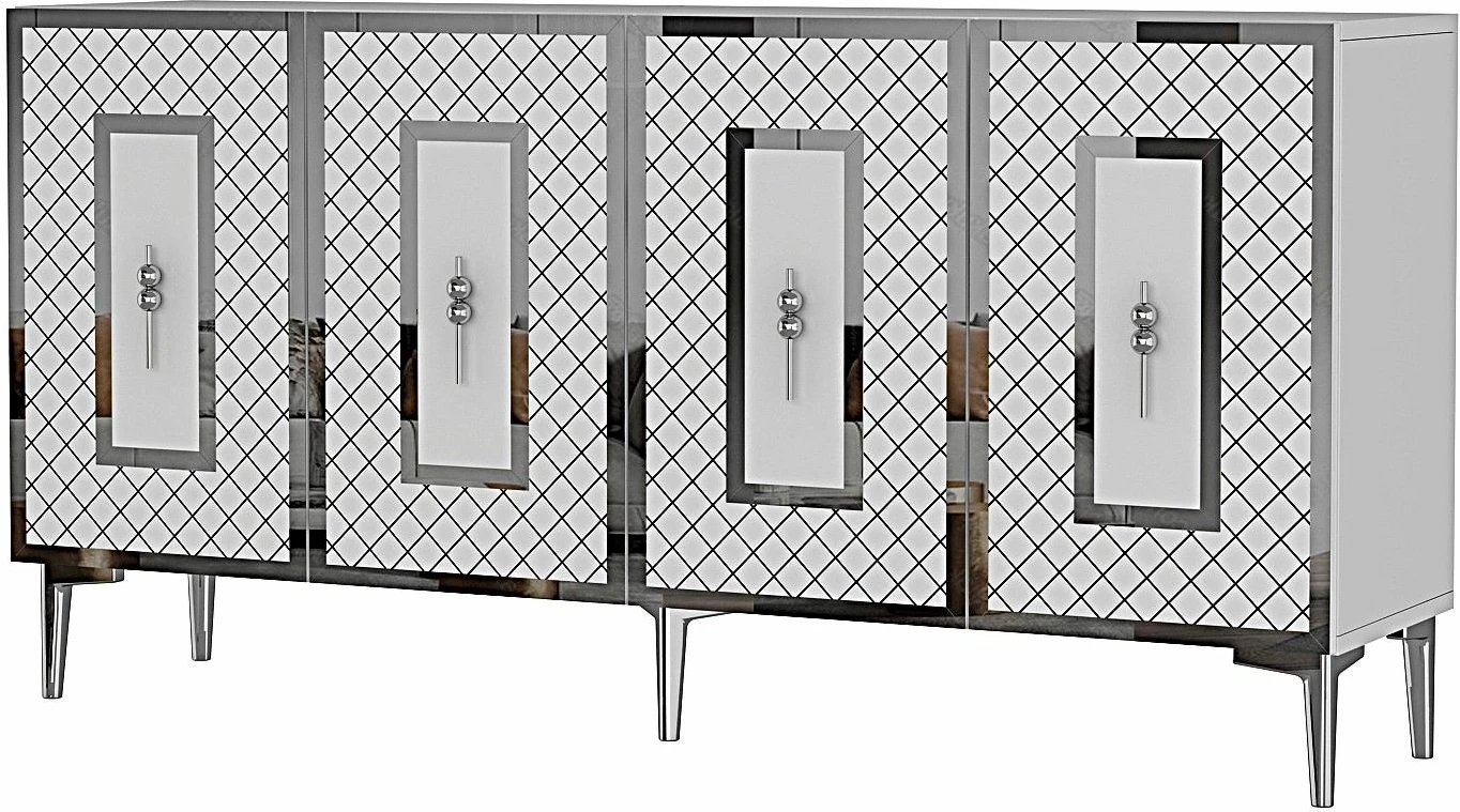 Konsol Skye Decor, Puma 150, e bardhë, argjend