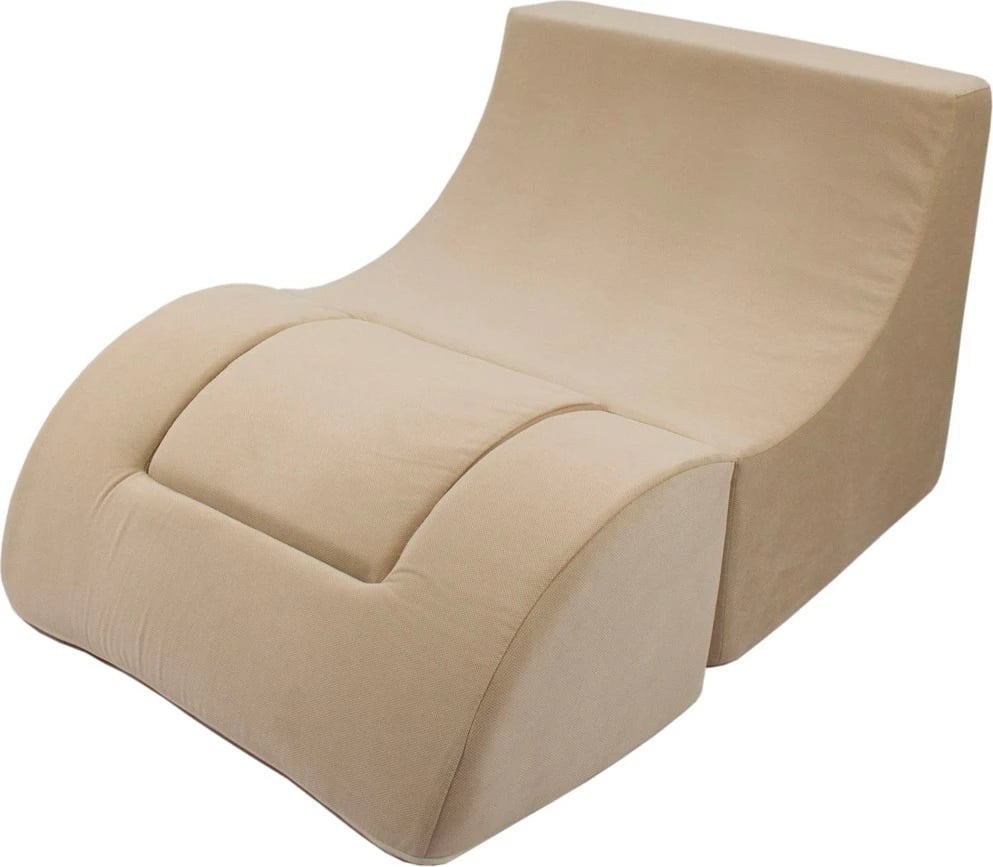 Karrige e palosshme për fëmijë, Vell, shkumë poliuretani, mbulesë me zinxhir e heqshme, shndërrohet në shezllon, deri 8 vjeç, kapuçino