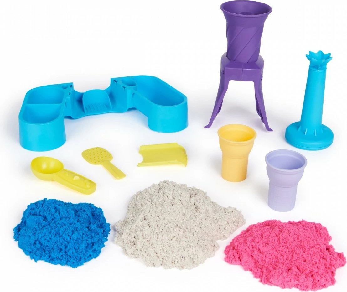 Set lodrash Kinetic Sand Spin Master Ice Cream Factory, 396g, 3 ngjyra