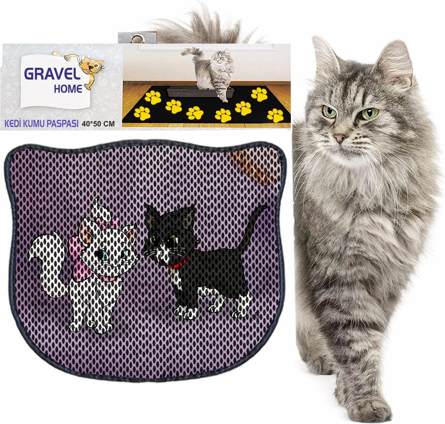 Tapet për rërë mace, shumëngjyrësh, Paws & Whiskers, Kdkafa0149, 40x50cm