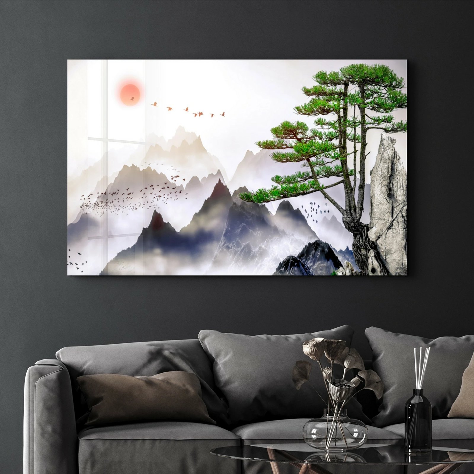 Pikturë dekorative prej xhami të temperuar, shumëngjyrëshe, CAM-1019, 35x55cm