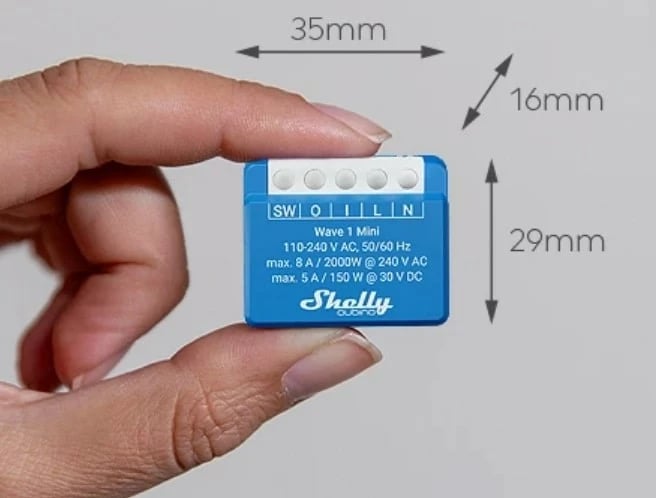 Smart switch Shelly Qubino Wave 1 Mini LR, Z-Wave, Blu