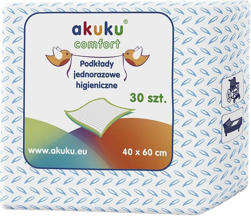 Shtroja higjienike njëpërdorim, Akuku, 40x60 cm, set 30 copë, e bardhë