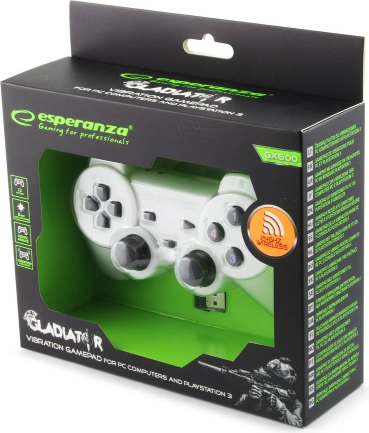 Gamepad pa tela Esperanza EGG108W, për PC/PS3, i bardhë