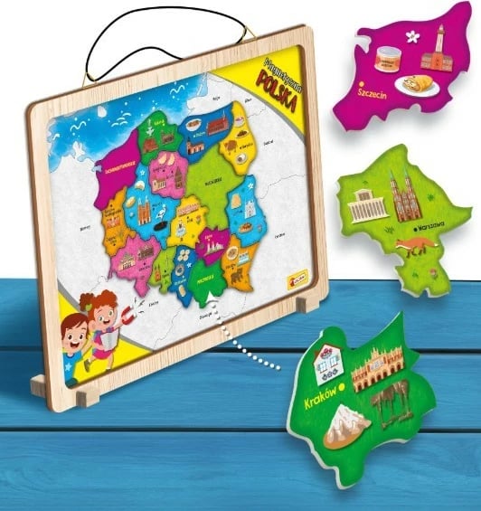 Hartë magnetike e Polonisë Lisciani I'M A Genius 304-PL105496, dru, edukative, copa magnetike, 7+
