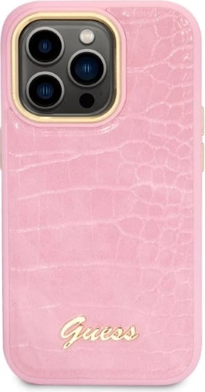 Mbështjellës Guess Croco Collection për iPhone 14 Pro, rozë